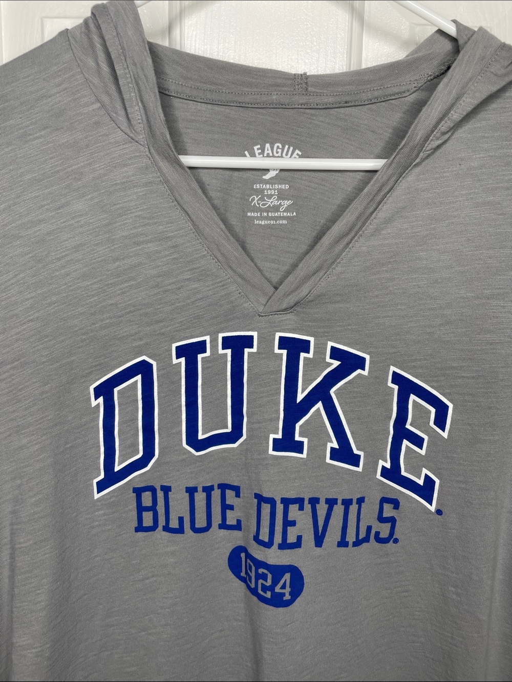 League Gray Duke Blue Devils Hooded Long-Sleeve Shirt